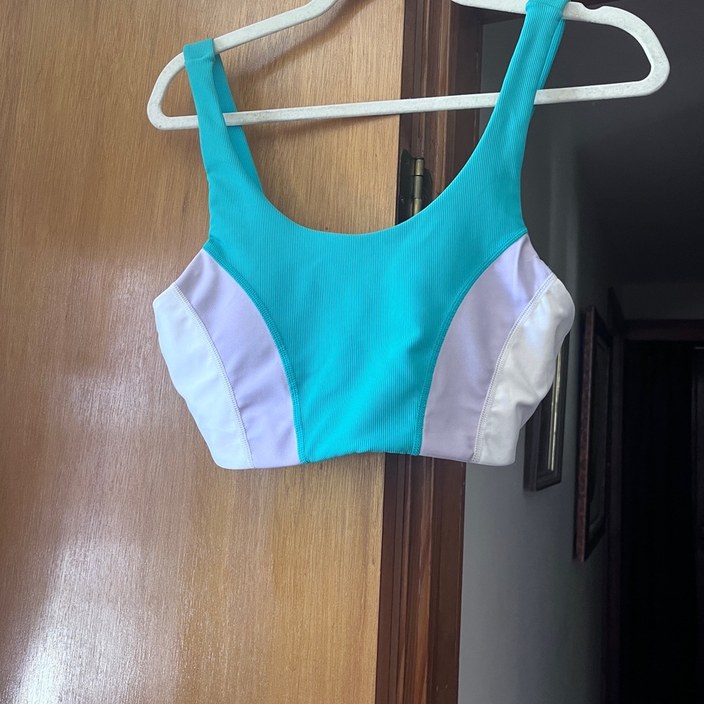 Wilo Teal Ribbed Swim Crop Top